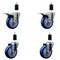 Service Caster 4'' Blue Poly Swivel 1-3/8'' Expanding Stem Caster Set 2 Total Lock Brakes, 4PK SCC-EXTTL20S414-PPUB-BLUE-2-S-2-138 - alternate 1